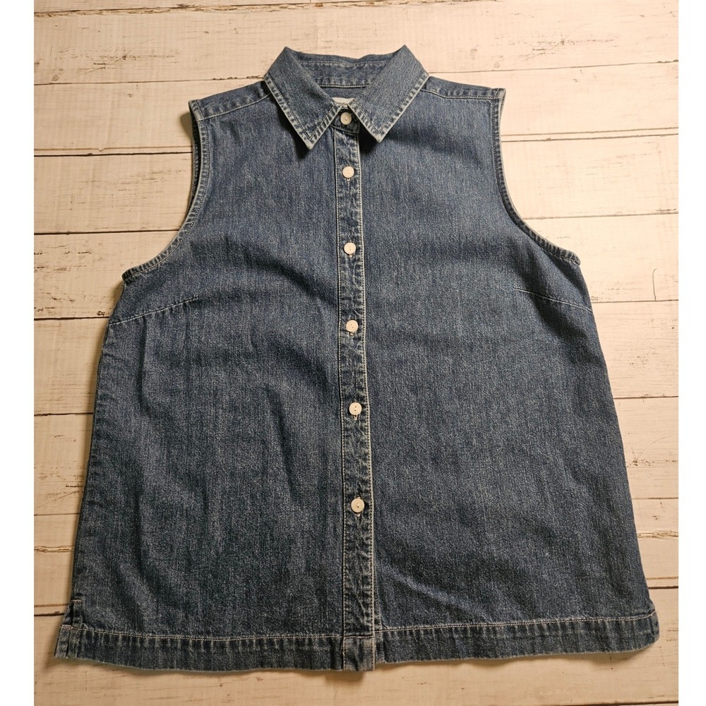 Vintage Marsh Landing Petites Denim Shirt PS Sleeveless Button Down Classic